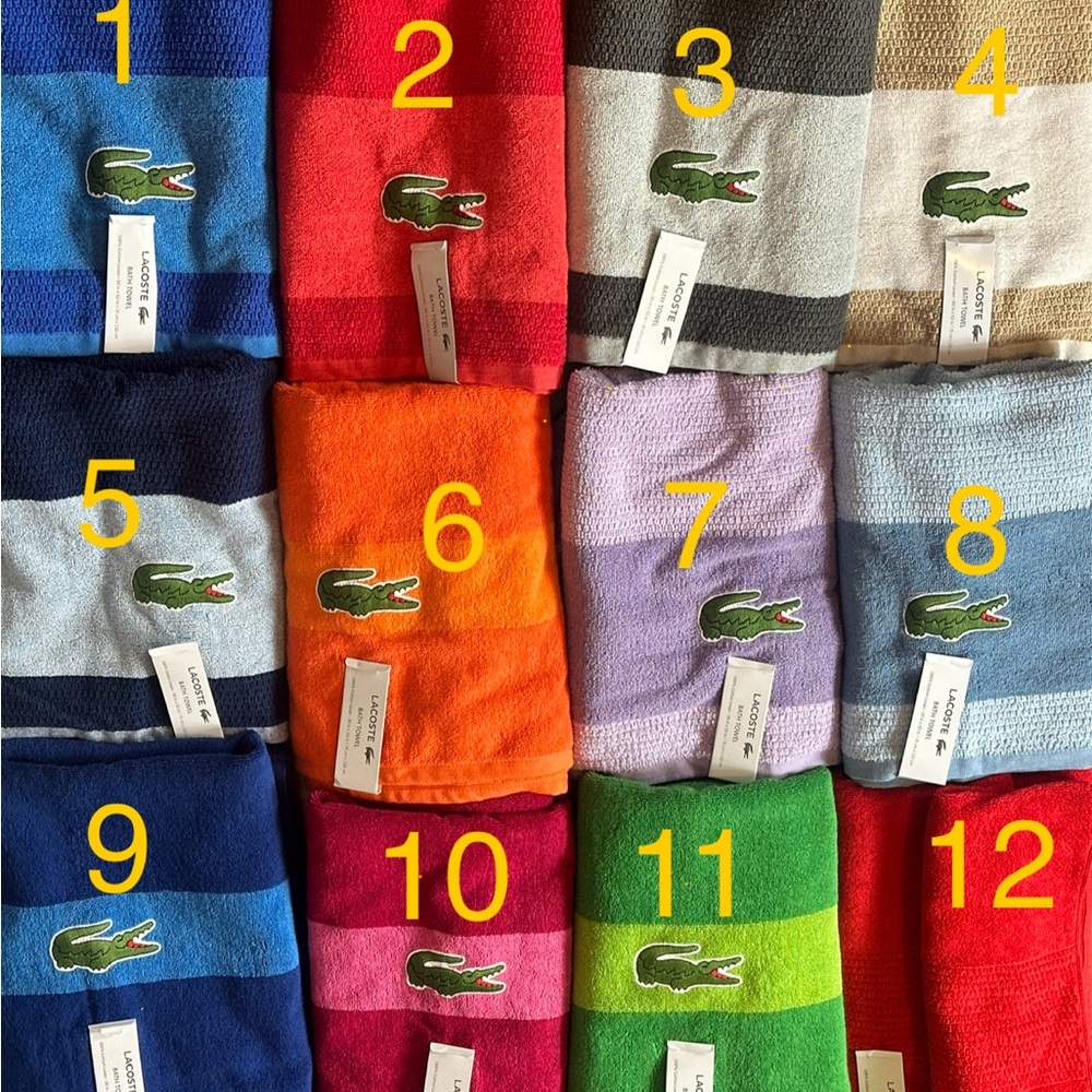 Bundle of 4 Lacoste Large Bath Spa Pool Towel 100% Cotton 30”x52” new - Picture 2 of 6